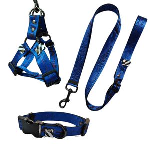 Colliers de chien Laisses Designer Collier de chien Laisses Set Cool Lettre Modèle Nylon Harnais Laisse Ceinture de sécurité de voiture pour animaux de compagnie pour petit moyen Lar Otkzm