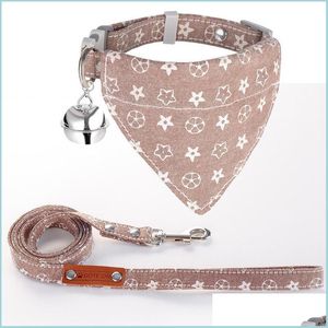 Collares para perros Correas Collar para perros Bandanas Conjunto de correas Collares de diseño de flores antiguas clásicas con pañuelo y correas para perros pequeños Gato PE OTM8J