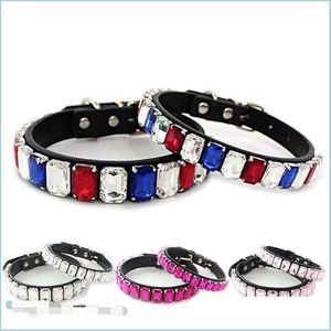 Colliers de chien Laisses Colliers de chien de cristal pour chiens de petite taille moyenne Bling-Bling Collier mignon Collier réglable pour animaux de compagnie Collier scintillant Bijoux Otcb5