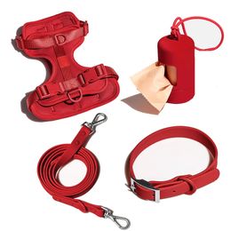 Colliers pour chiens Laisses Harnais et laisse pour chien Ensemble sans traction pour chien Gilet Harnais PVC Collier de laisse pour chien étanche pour petits, moyens et grands chiens 231129