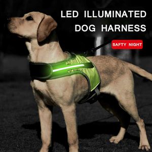 Hondenkragen ontleende hondenharnas LED Luminous Light Up Pet Chest Riemvest voor grote honden reflecterende veiligheid buiten wandelende hondenkragen accessoires T221212