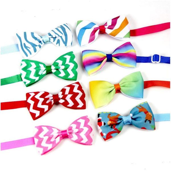 Collares para perros Correas Perro Mascota Pajarita Mariposa Unión Bowknot Corbata Collares Corbatas Mascotas Joyería Plástico Botón Punto Cinta Cada Se Dhk6T