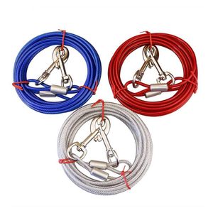 Halsboorden Leidingen Double-Headed Pet Leash Long Steel Wire Chain voor Outdoor Dogs Supplies