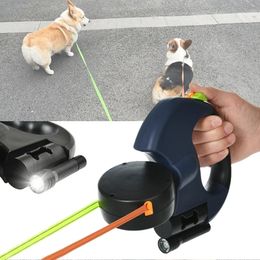 Halsbanden Dubbele hondenriem Automatisch intrekbaar LED-licht Trekkabels voor 2 kleine honden Katten Lopen Hardlopen Training Reizen Dierbenodigdheden 231212