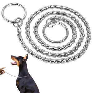 Colliers pour chiens laisses collier de chaîne Durable solide serpent P cale laisse solide tour de cou d'entraînement pour petits chiens de grande taille LabradorDog