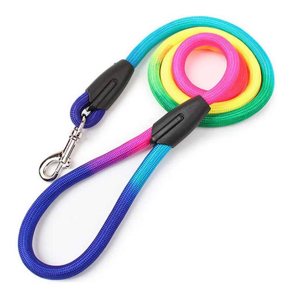 Collares para perros Correas Nylon duradero Arco iris 12M Correa para mascotas Entrenamiento para caminar Gatos Perros Arnés Collar Correa Cuerda Z0609