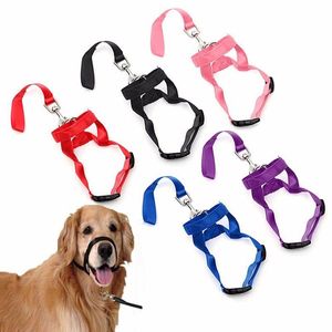 Colliers pour chiens Laisses Collier de tête en nylon pour animaux de compagnie durable Doux Halter Leash Leader No Pull Bite Straps Training Pour Small Meidum Large