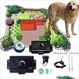 Colliers de chien Laisses Système de clôture électrique Creusée Formation rechargeable étanche pour animaux de compagnie Drop Livraison Maison Jardin Fournitures pour animaux de compagnie Dh4Lg