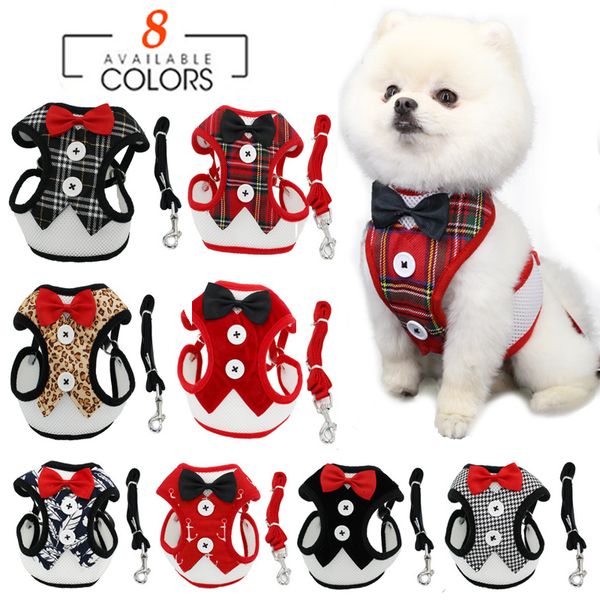 Colliers pour chiens Laisses Élégant Arc Cravate Corde De Traction Harnais Pour Animaux De Compagnie De Noël Pour Petits Chiens De Taille Moyenne Chat Sangle De Poitrine Accessoires 230619