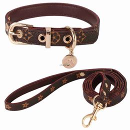 Colliers de chien laisses marque de mode presbyte peau collier Slip chien main tenant corde chat accessoires en gros 240302