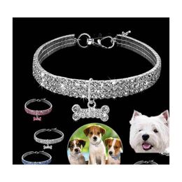 Hundehalsbänder Leinen Mode elastische Kraft Kragen Leine Stretching Knochen Hundehalsbänder Hunde Kette Haustier Dekoration Strass verschiedene SP DHC6K