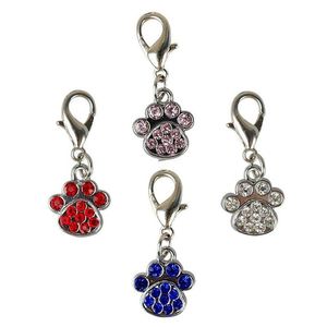 Colliers De Chien Laisses Étiquettes De Patte De Mode Collier Pendentif Pour Animaux De Compagnie Strass Charmes Mignons Avec Crochets Accessoires De Décoration Za5428 Drop Deliv Dhwcx