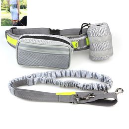 Colliers pour chiens Laisses À la mode Animaux de compagnie Sports de plein air Taille Sac multi-poches Pratique Snack Anti-déflagrant Laisse de marche pour chiens Harnais