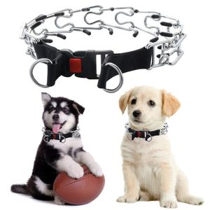 Collares para perros Correas Collar de punta ajustable rápido Pellizco Entrenamiento Enlaces de acero inoxidable Puntas de goma Mosquetón de bloqueo de liberación rápida