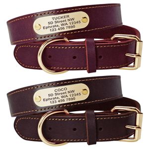 Halsbanden Riemen Echte Lederen Halsband Gepersonaliseerde Hond Naambord Halsbanden Pitubull Duitse Herder Grote Honden Tag Halsbanden Rich Brown 230612