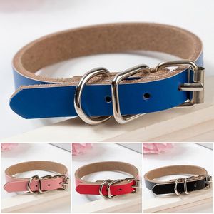 Collares para perros Correas Collar para cachorros de cuero genuino Premium Real Ajustable Mascota para perros pequeños Gatos Negro Rojo Rosa Azul Marrón XS-XL