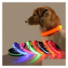 Colliers de chien Laisses Glowing Collier pour animaux de compagnie Ceinture lumineuse rechargeable S M L XL Toujours sur Flash rapide Accessoire lent pour chat Drop Deliver Dh0Iu