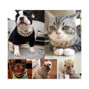 Collares para perros Correas Cadena de oro Collar de moda para mascotas Teddy French Bly Small and Mediumdog Drop Delivery Home Garden Supplies Dhxoc