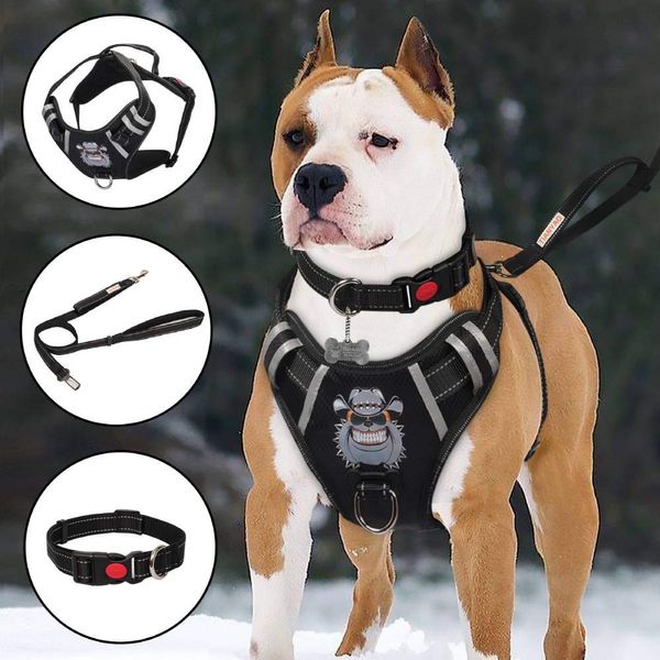 Colliers de chien Laisses Harnais Nopl Vest Set réfléchissant réglable Oxford Matériel Pet pour chiens de taille moyenne avec laisse et collier Mxhome Am1Oa