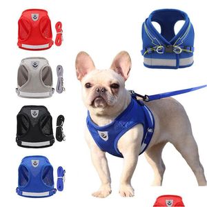 Hondenkragen ontroeren harnassen met reflecterende outdoor verstelbare PET -riem voor middelgrote honden Ademboere accessoires Designer Puppy Ves Dh9er