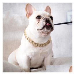 Colliers de chien Laisses Hip Hop Teddy Fadou Big Chaîne en or Petit et moyen Collier pour animaux de compagnie Accessoires pour chats 4 couleurs T2I51860 Drop Deliver Otihf