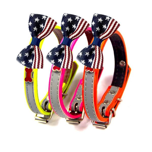 Collares para perros Correas Día de la Independencia Transer Suministros para mascotas Collar de hueso de cuero PU de cocodrilo Collar de suministro de accesorios para medianos