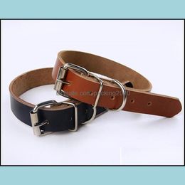 Colliers de chien laisse en cuir colliers de chiens chats accessoires de laisse cha￮ne en acier inoxydable fermoir aliment de compagnie mti couleur mode haut en qua dho2b