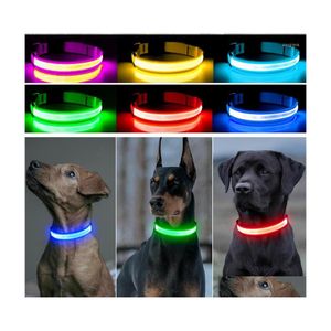 Collares para perros Correas Led Collar luminoso Ajustable que brilla intensamente Usb Rechargea Intermitente Antipérdida / Evitar accidentes automovilísticos Perros Productos para mascotas Dr Dhgvu