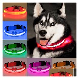 Collares para perros Correas LED Nylon Pet Night Seguridad Luz intermitente Resplandor en la oscuridad Pequeña correa USB Carga luminosa Prevención de pérdida Acc DHI6P