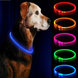 Collares para perros Correas Led Usb Collar Mascota Noche Carga luminosa Seguridad Intermitente Resplandor Prevención de pérdida Accesorio 230619