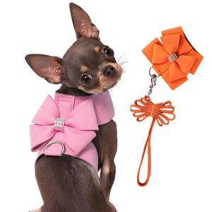 Collares para perros, correas de lujo, arnés pequeño ostentoso con juego de plomo, fiesta, boda, diamantes de imitación, princesa, niña, niño, mascota, chaleco para cachorros, productos para gatos