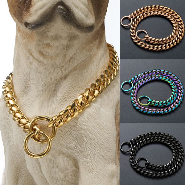 Collares para perros Correas Cadena de estrangulamiento de entrenamiento de metal para perros grandes Pitbull Bulldog Durable Acero inoxidable Slip P China Collar 230403