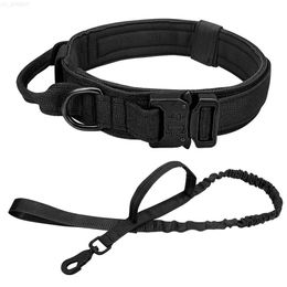 Colliers pour chiens Laisses Collier de chien tactique militaire ensemble de collier de laisse élastique élastique collier pour animaux de compagnie en Nylon grands colliers d'entraînement pour chiens pour berger allemand