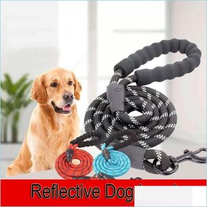 Colliers pour chiens Laisses Mticolor Entraînement durable réfléchissant Running Medium Large Dogs Collar Laisse Labrador Rottweiler Lead Rope Soft Dhktv