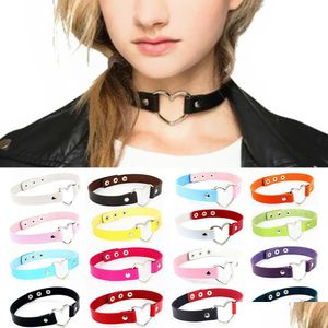 Hondenkragen ontleent nieuwe mode choker dames kettingen punk gothic pu lederen ketting hart buckle kraag ketting feest sieraden dec dh0o7