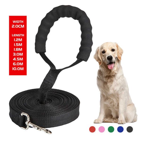 Collares para perros Correas Nueva Cuerda de correa larga Cómoda manija de esponja Cinturón de plomo para mascotas Cordón de entrenamiento al aire libre para perros pequeños, medianos y grandes Producto Z0609