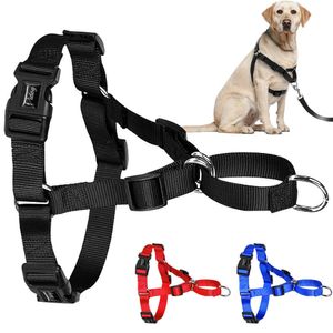 Collares para perros Correas Sin tirar Arnés para perros de nailon Arneses para perros ajustables Chaleco para perros medianos grandes Pitbull Bulldog Pastor alemán S-XL Negro T221212