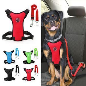 Colliers de chien Laisses Nylon respirant maille harnais de chien gilet de sécurité ceinture de sécurité de voiture pour animaux de compagnie laisse de chien harnais de véhicule réglable pour chiens de taille moyenne 230829