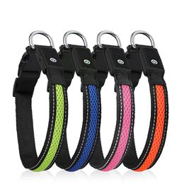 Colliers de chien Laisses Collier de chien en nylon Flash sécurité nocturne LED Glow Colliers de harnais de chien étanches Accessoires chiens lumineux fluorescents Fournitures pour animaux de compagnie 221109