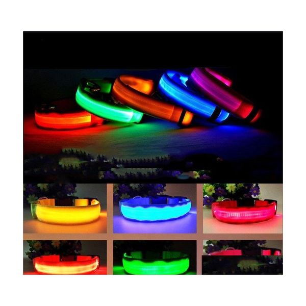 Colliers De Chien Laisses Nylon Led Marche De Nuit Sécurité Clignotant Lueur Dans La Laisse Sombre Collier Fluorescent Lumineux Fournitures Pour Animaux Pour Sm Dhbp2