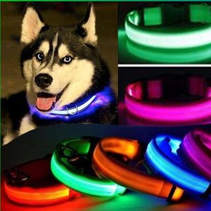 Collares para perros Correo de nylon Led Pet Collar Noche Safeting Flashing GLOW La correa oscura Suministros fluorescentes luminosos Accesorios Dog