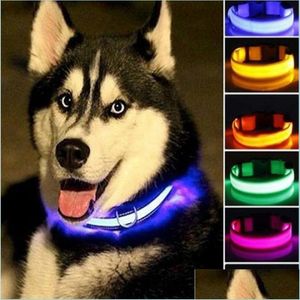 Hondenkragen ontleent nylon geleid huisdierhonden halsbanden nachtveiligheid knipperende gloed in de donkere riem honden lichtgevende fluorescerende kraag benodigdheden dhihm