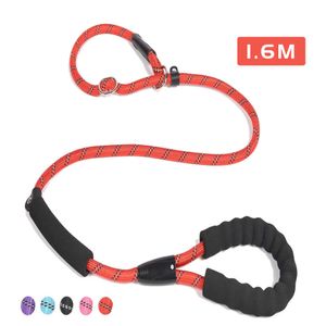 Halsbanden Riemen Nylon Huisdierlijn Outdoor Training Reflecterend Dubbel Handvat Touw P Stijl Verstelbare Halsband Riem Voor Kleine Grote Honden Z0609