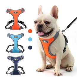 Hondenkragen ontgrent oxford doek verstelbare puppy vest reflecterende ademende honden harnas katten borstband pet riem hekhond wandelen lood tractie touw sn4499