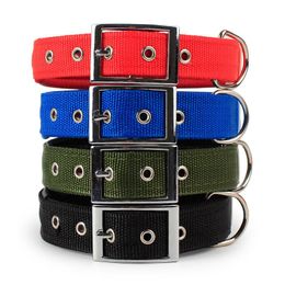 Hundehalsbänder, Leinen, gepolstertes Nylonhalsband, verstellbares Haustier mit Metallschnalle, robust, für kleine, mittelgroße und große Hunde, 5 Größen