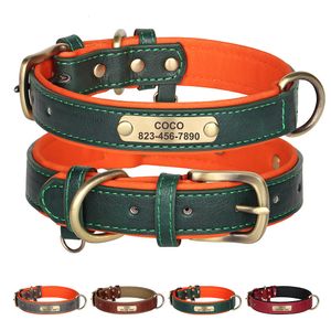 Colliers pour chiens Laisses Collier personnalisé Laisse Étiquette en cuir PU personnalisée Plaque signalétique gravée gratuite pour petits chiens de taille moyenne Pitbull 230619