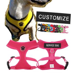 Hondenkragen ontleende gepersonaliseerde hond harnas aangepaste naam label tag nylon mesh vest naamplaatje haak kat ademende controle patch pet borst strap t221212