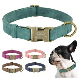 Colliers de chien laisses collier d'identification personnalisé étiquette de chiens personnalisée avec boucle en métal cuir rembourré pour petit moyen Pitbull Buldog 230619