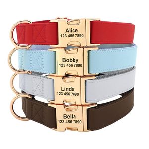 Collares para perros, correas, Collar de cuero personalizado, etiqueta de identificación antipérdida personalizada para mascotas, ajustable para perros pequeños, medianos y grandes, perro grabado gratis