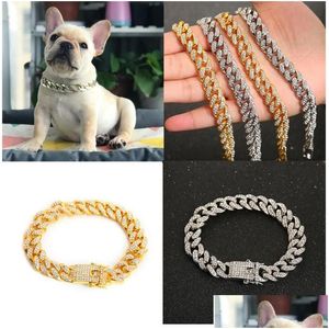 Collares para perros Correas Pet Cat Collar Joyería Acero inoxidable con diamante Pitbl Perros personalizados Accesorios Drop Entrega Inicio Gar Otrtd